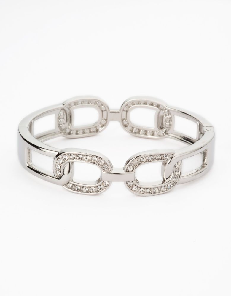 Barbieri Bracciale Rigido Metallo Rodiato e Zirconi