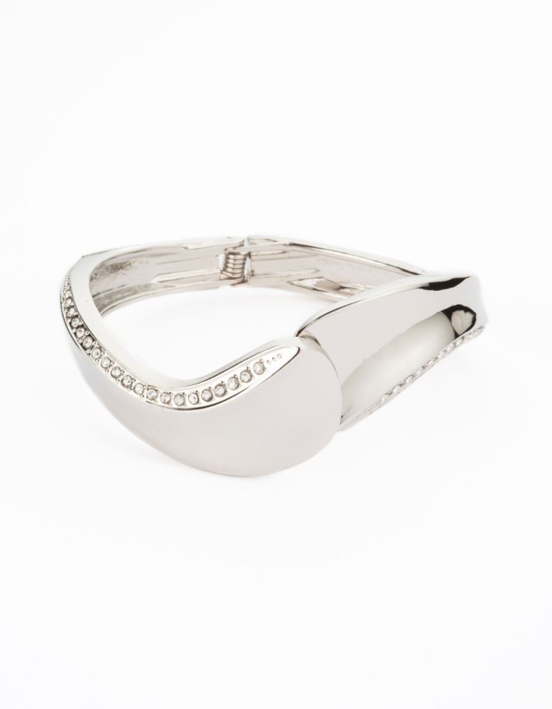 Barbieri Bracciale Rigido Metallo Rodiato e Zirconi