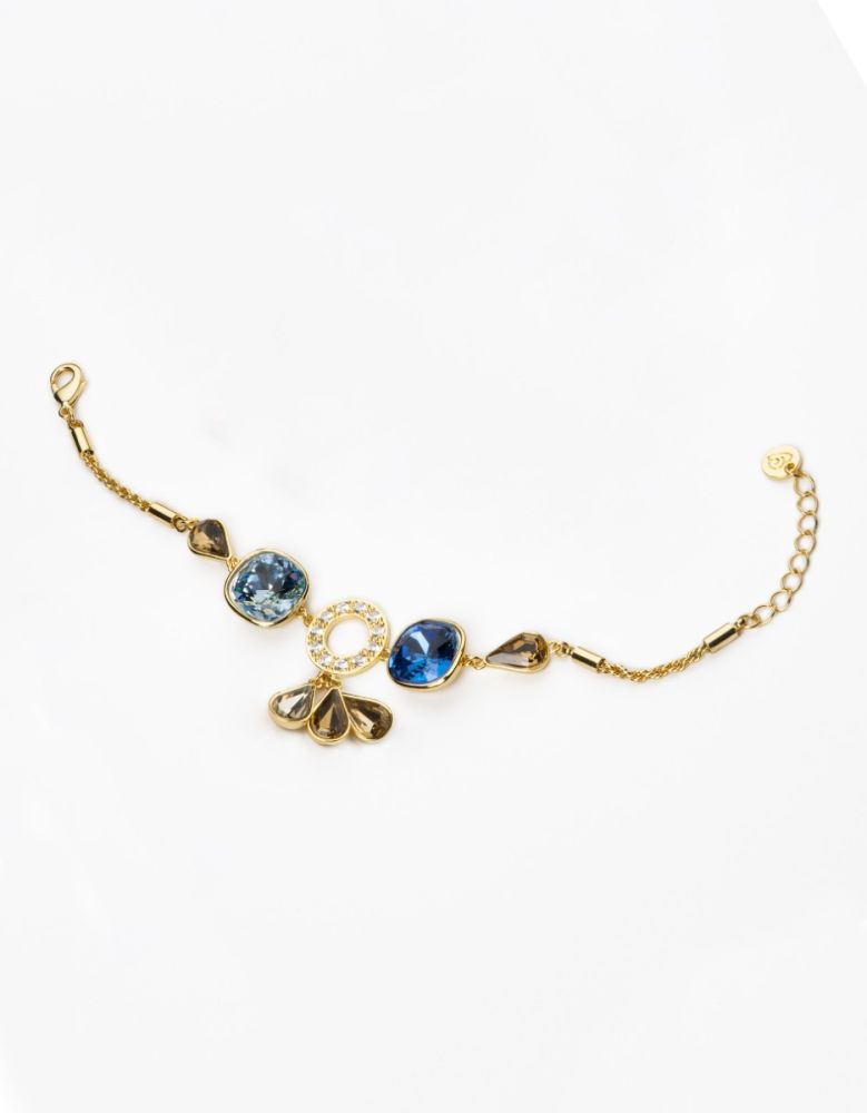 Barbieri Bracciale Metallo Dorato Cristalli Zaffiro e Topazio