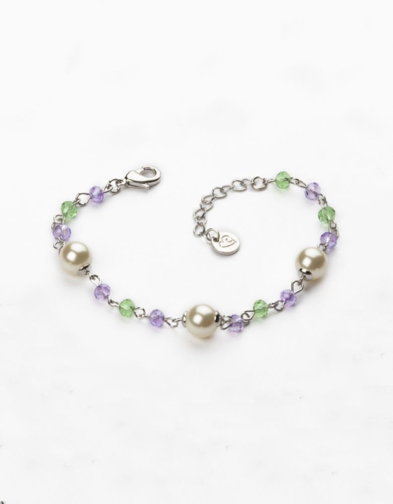 Barbieri Bracciale Metallo Rodiato Perle e Cristalli Multicolor