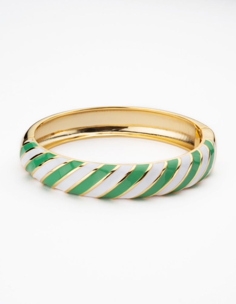 Barbieri Bracciale Rigido Metallo Dorato Smalto Bianco e Verde