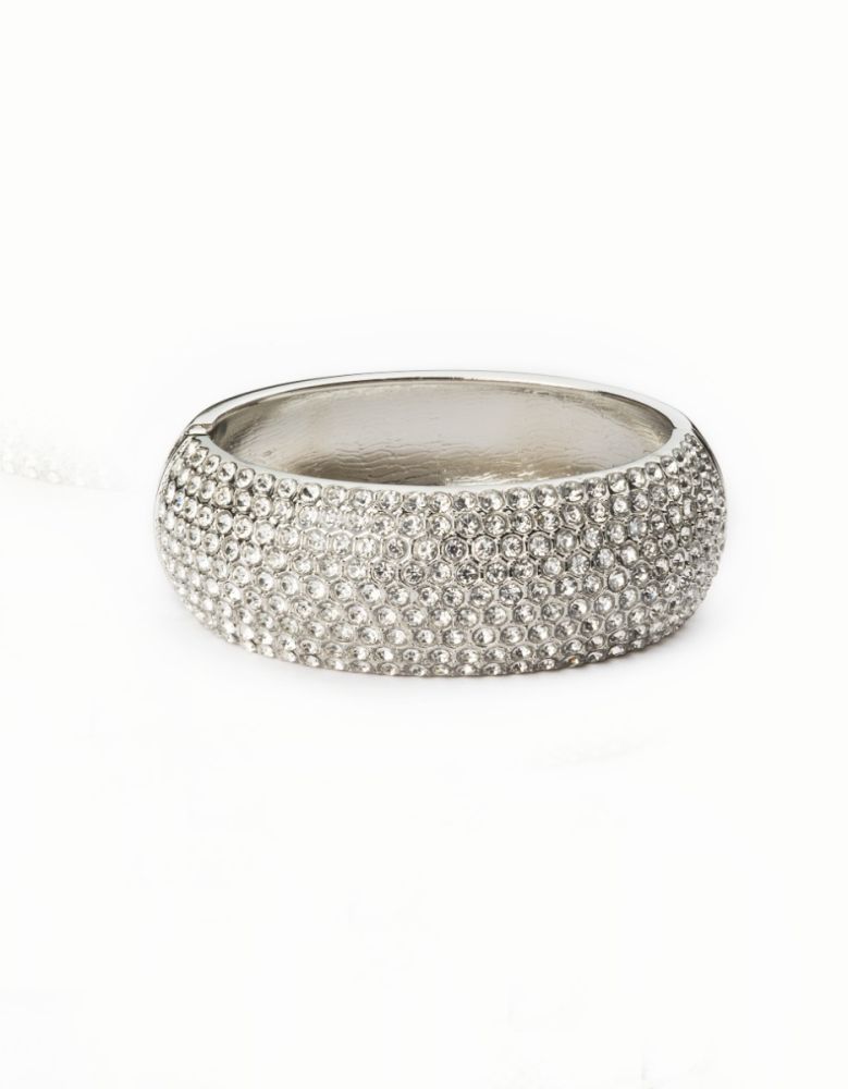 Barbieri Bracciale Rigido Metallo Rodiato Pavè di Zirconi