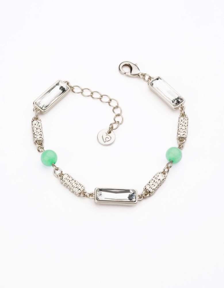 Barbieri Bracciale Metallo Rodiato Cristalli e Pietre Verdi