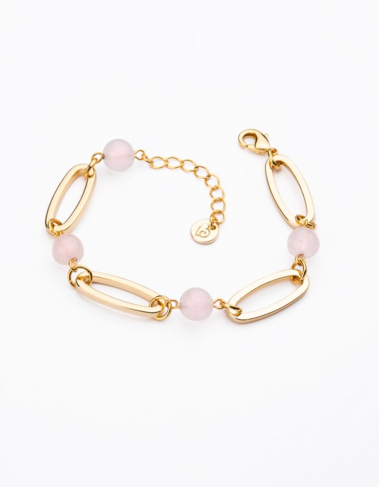 Barbieri Bracciale Metallo Dorato e Pietre Rosa