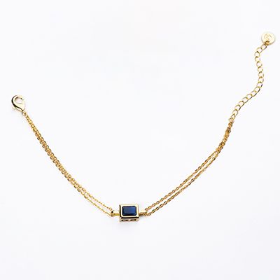 Barbieri Bracciale 2 Fili Metallo Dorato Cristallo Blu