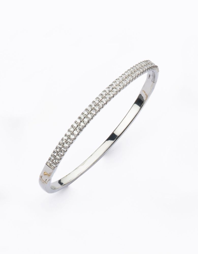 Barbieri Bracciale Rigido Metallo Rodiato e Zirconi