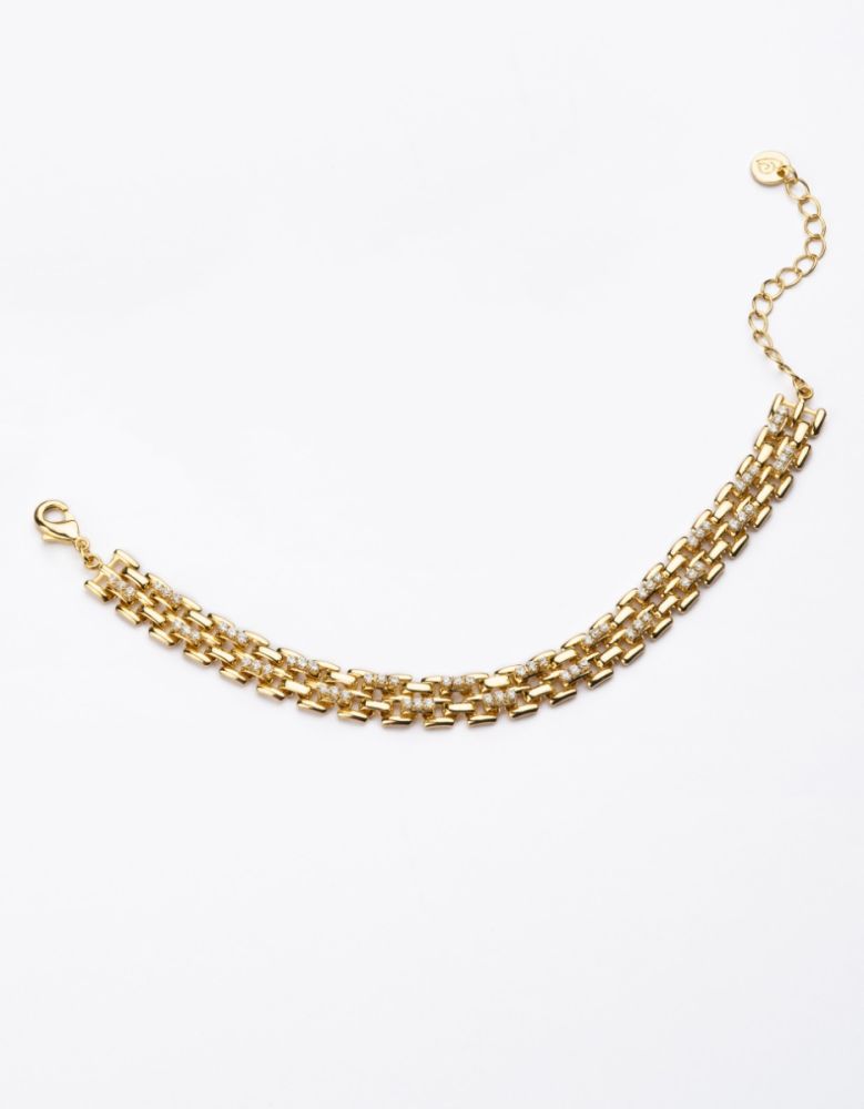 Barbieri Bracciale Metallo Dorato e Cristalli Bianchi