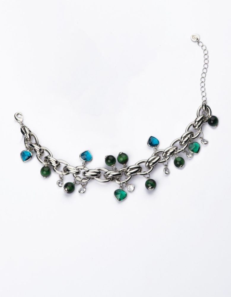 Barbieri Bracciale Metallo Rodiato Cristalli Multicolor