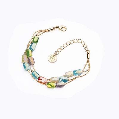 Barbieri Bracciale Metallo Dorato Cristalli Multicolor