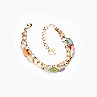 Barbieri Bracciale Metallo Dorato Perle e Cristalli
