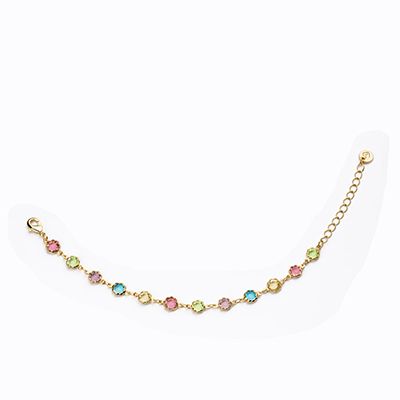 Barbieri Bracciale Metallo Dorato FIori Multicolor