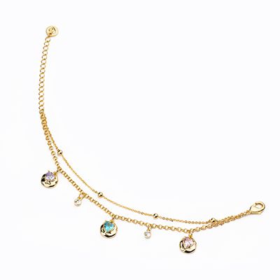 Barbieri Bracciale Metallo Dorato Cuori Multicolor