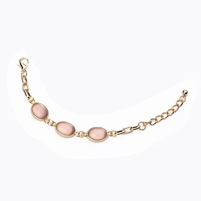 Barbieri Bracciale Metallo Dorato Cabochon Rosa