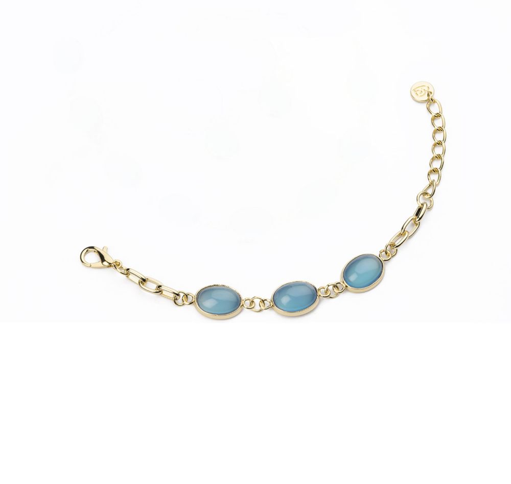 Barbieri Bracciale Metallo Dorato Cabochon Blu