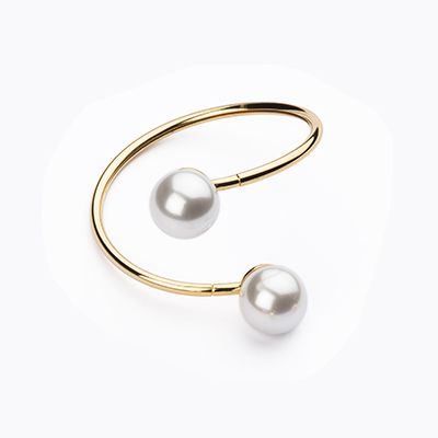 Barbieri Bracciale Metallo Dorato Perle Bianche
