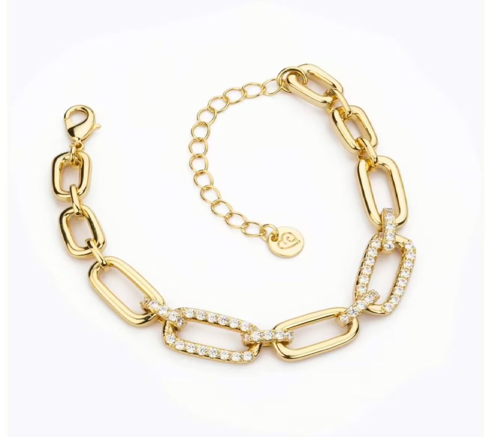 Barbieri Bracciale Metallo Dorato e Cristalli Bianchi