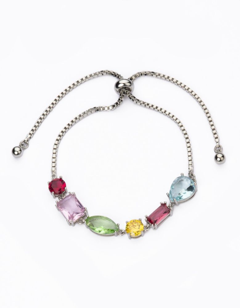 Barbieri Bracciale Metallo Rodiato Cristalli Multicolor