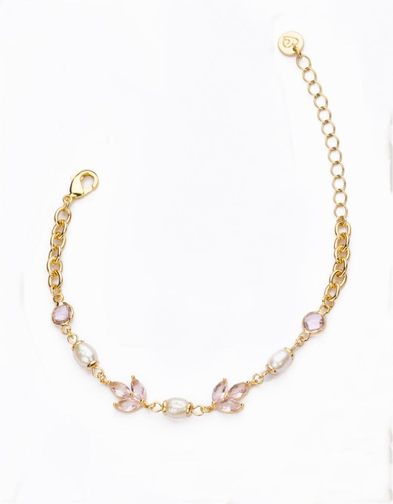 Barbieri Bracciale Metallo Dorato Cristalli e Perle