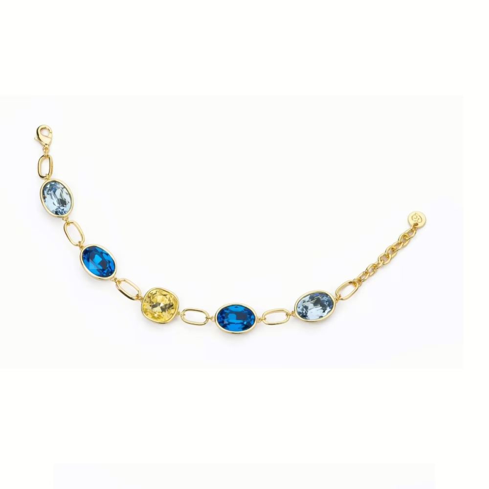 Barbieri Bracciale Metallo Dorato Cristalli Multicolor