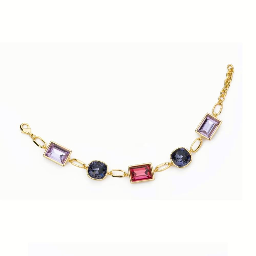 Barbieri Bracciale Metallo Dorato Cristalli Multicolor