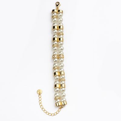 Barbieri Bracciale 2 Fili Di perle e Metallo Dorato