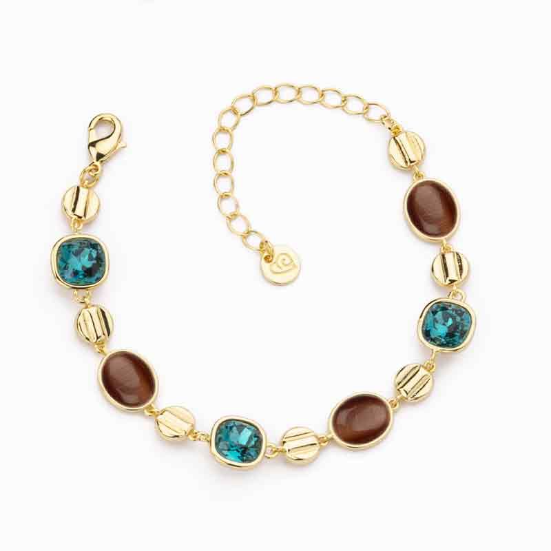 Barbieri Bracciale Metallo Dorato Cristalli Multicolor