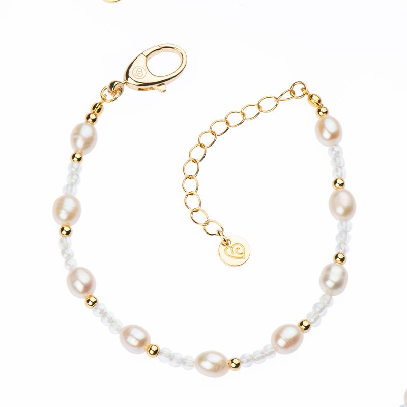 Barbieri Bracciale Metallo Dorato Perle e Cristalli