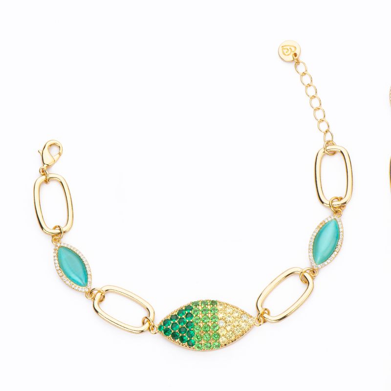 Barbieri Bracciale Metallo Dorato Cristalli e Pietre