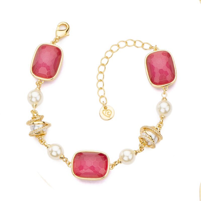 Barbieri Bracciale Metallo Dorato Perle e Pietre