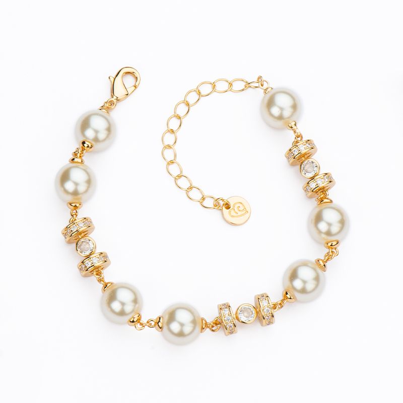 Barbieri Bracciale Metallo Dorato Perle e Zirconi