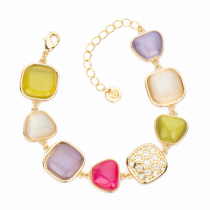 Barbieri Bracciale Metallo Dorato Pietre Multicolor