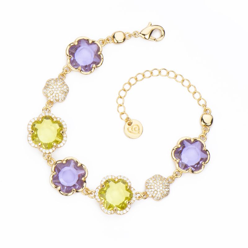 Barbieri Bracciale Metallo Dorato Cristalli Multicolor