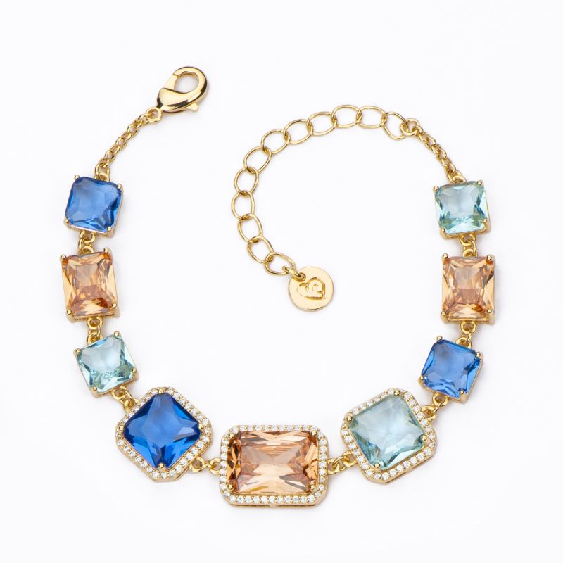 Barbieri Bracciale Metallo Dorato Cristalli Multicolor
