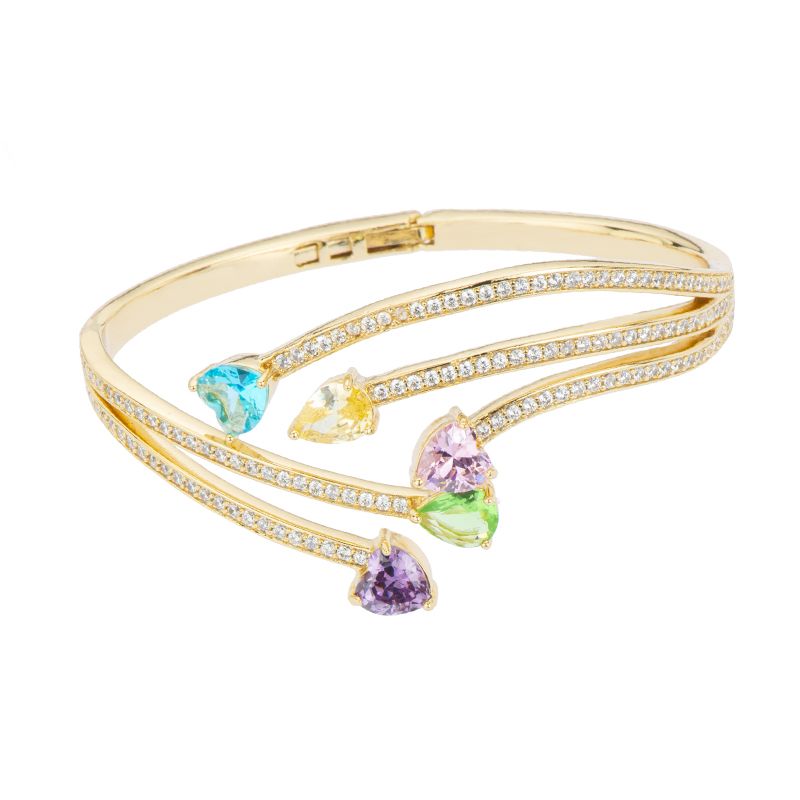 Barbieri Bracciale Metallo Dorato Cristalli Multicolor