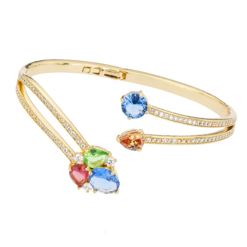 Barbieri Bracciale Metallo Dorato Cristalli Multicolor