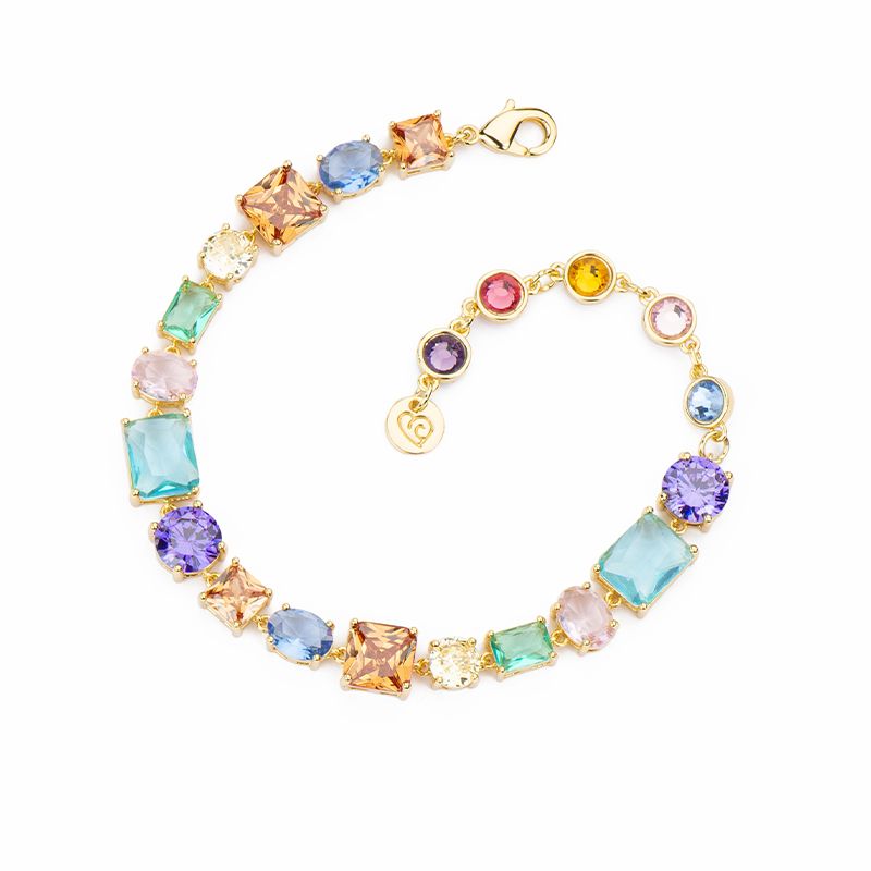 Barbieri Bracciale Metallo Dorato Cristalli Multicolor