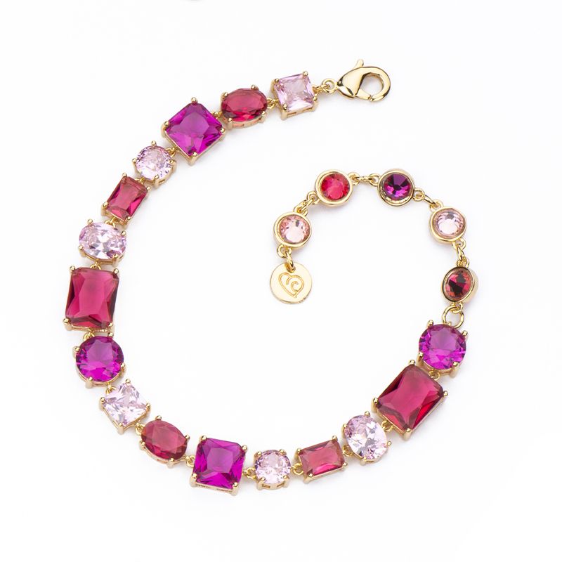 Barbieri Bracciale Metallo Dorato Cristalli Multi Rosa
