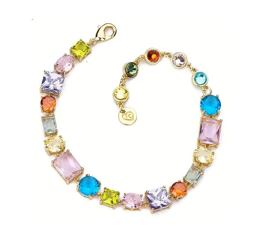 Barbieri Bracciale Metallo Dorato Cristalli Multicolor