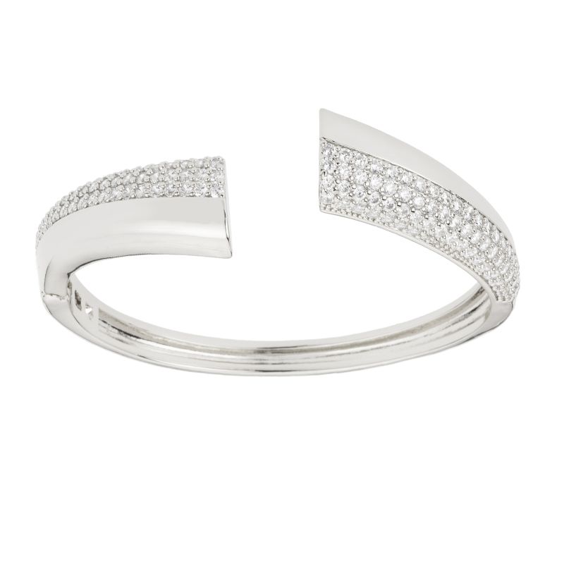 Barbieri Bracciale Bombato Metallo Rodiato e Zirconi
