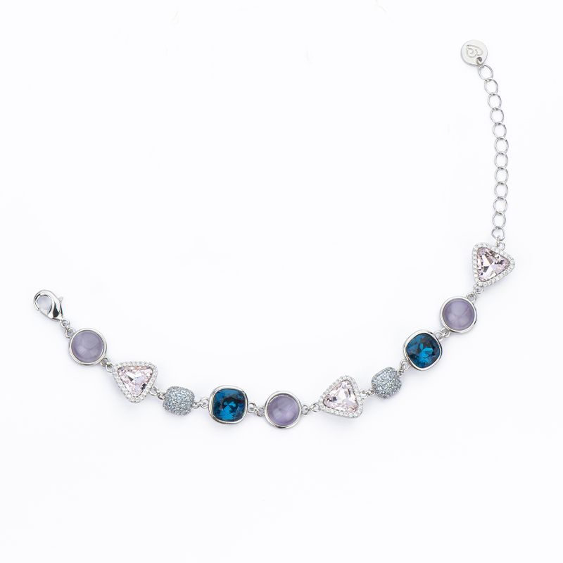 Barbieri Bracciale Metallo Rodiato Cristalli e Zirconi