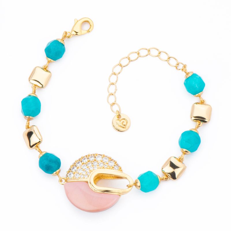 Barbieri Bracciale Metallo Gold Luna e Amazzonite