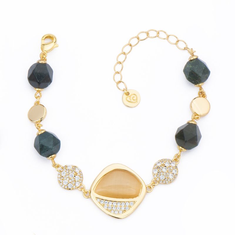 Barbieri Bracciale Metallo Gold Avventurina e Cat Eye