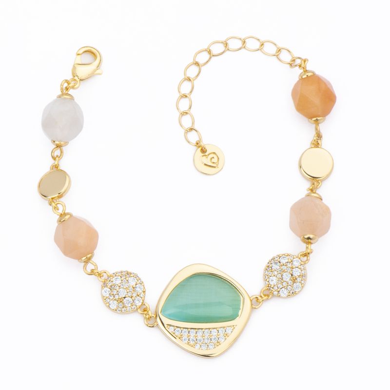 Barbieri Bracciale Metallo Gold Avventurina e Cat Eye