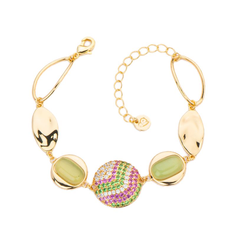 Barbieri Bracciale Metallo Gold Cat Eye e Zirconi