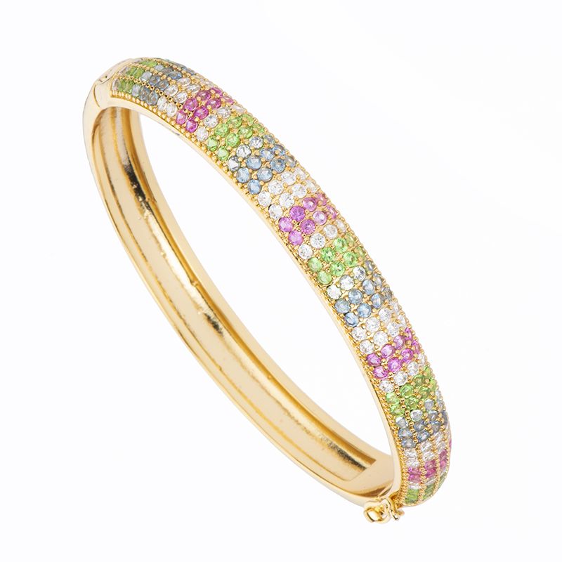 Barbieri Bracciale Rigido Metallo Gold ZIrconi Multicolor