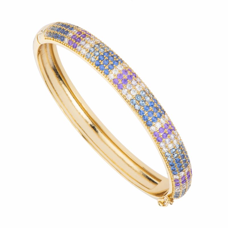 Barbieri Bracciale Rigido Metallo Gold ZIrconi Multicolor