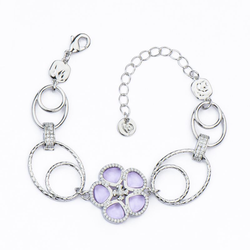 Barbieri Bracciale Metallo Rodiato Primula Lilla