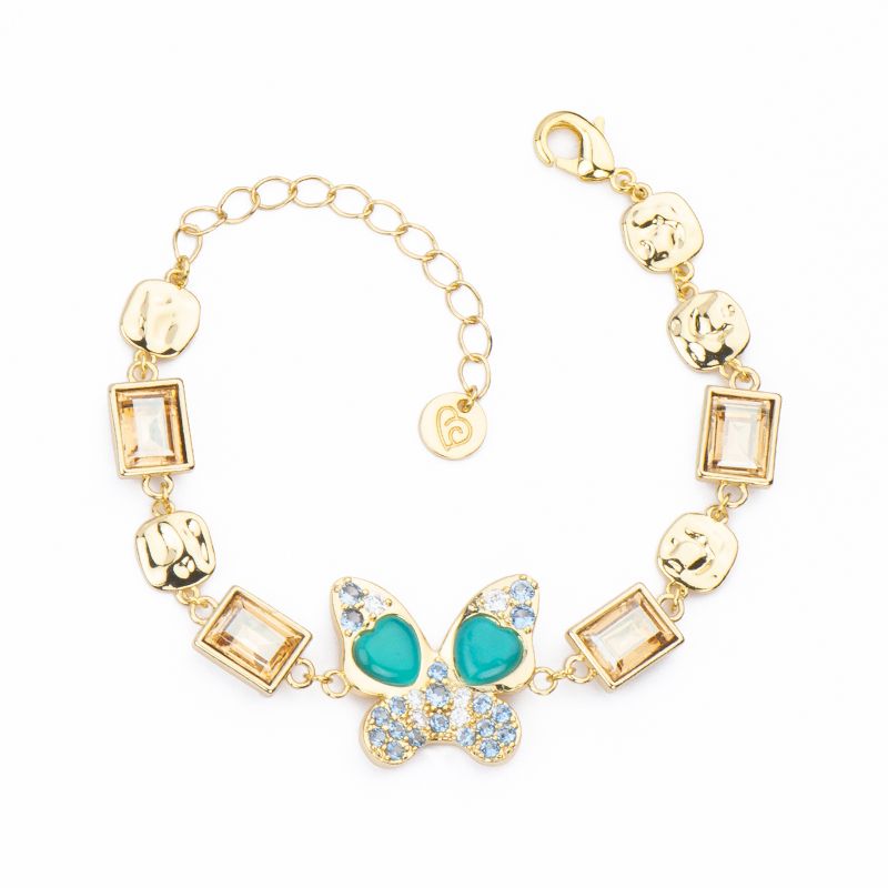 Barbieri Bracciale Metallo Dorato Farfalla Azzurra