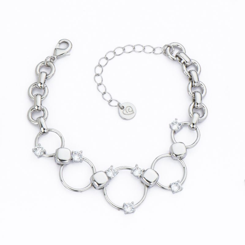 Barbieri Bracciale Metallo Anelli con Zirconi