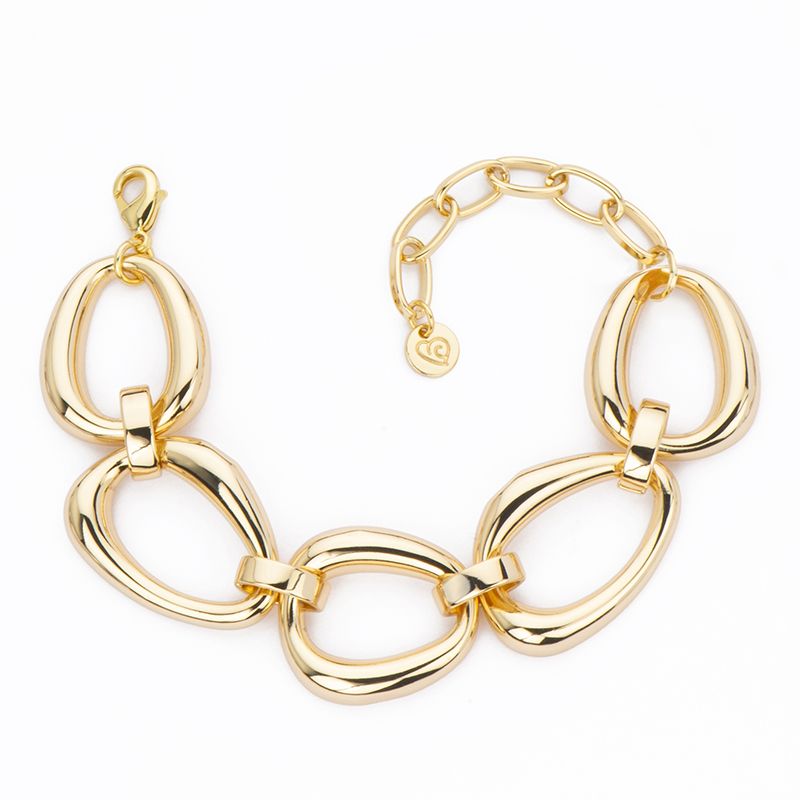 Barbieri Bracciale Anelli Ovali Bombati Metallo Gold